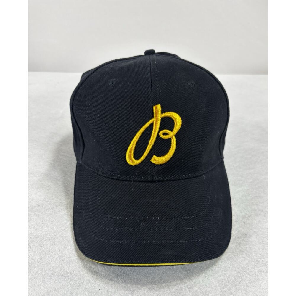 Breitling 1884 Hat Mens Baseball Navy Blue Gold Logo Leather Strapback Watch Cap